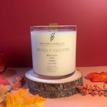 Load image into Gallery viewer, Snuggly Sweater (Bergamot-Musk-Amber-Leather) Wooden Wick Candle