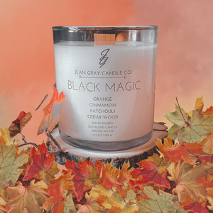 Black Magic (Orange-Cinnamon-Patchouli- Cedar Wood) Wooden Wick Candle