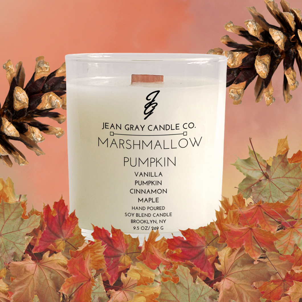 Marshmallow Pumpkin (Vanilla-Pumpkin-Cinnamon-Maple) Wooden Wick Candle