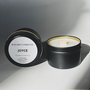 Joyce (Lemon Verbena-Lavender-Vanilla) 3.5oz Wooden Wick Travel Candle