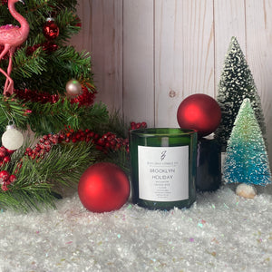 Brooklyn Holiday Candle*LIMITED EDITION 12oz, HUNTER GREEN VESSEL* (Balsam Fir-Orange Spice-Clove)