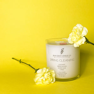 Spring Cleaning (Coconut-Green Leaves-White Sage-Citrus) Wooden Wick Candle