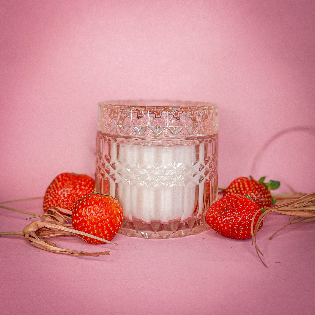 Prototype 2.0 (Strawberry-Citrus-Champagne-Love) 7oz Translucent Rose Wooden Wick Candle *Valentine's Day Exclusive*