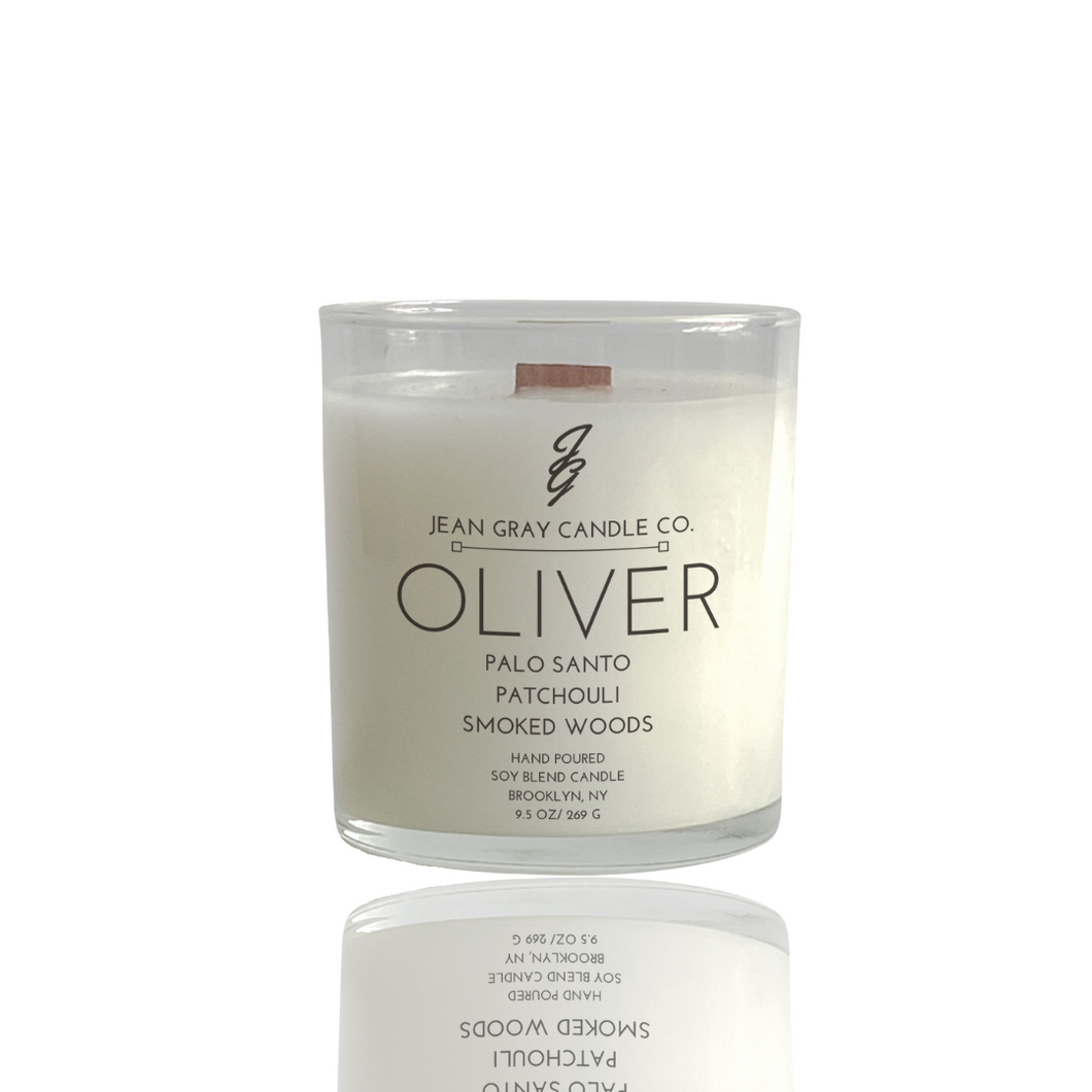 Oliver (Palo Santo-Patchouli-Smoked Woods) Wooden Wick Candle